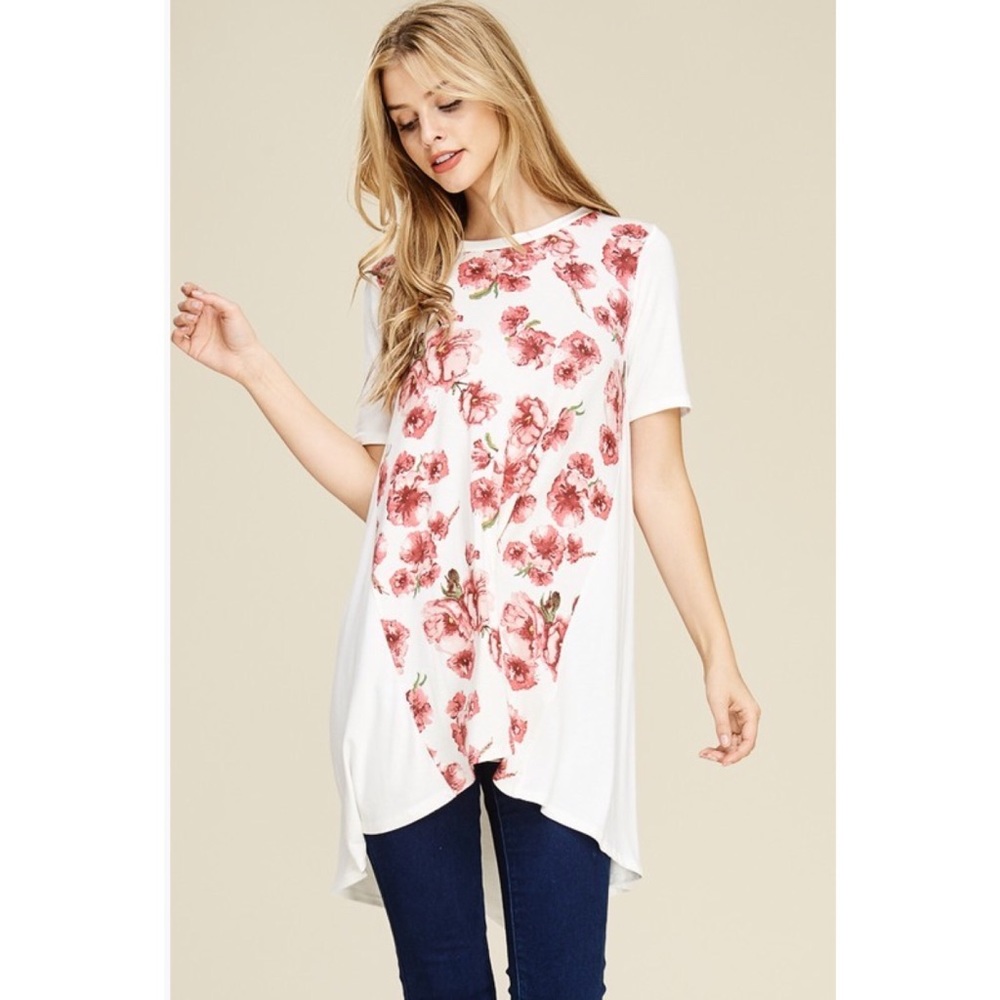 Pink Floral Hi-Lo Tunic